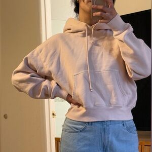 Aritzia TNA Light Pink Crop Hoodie